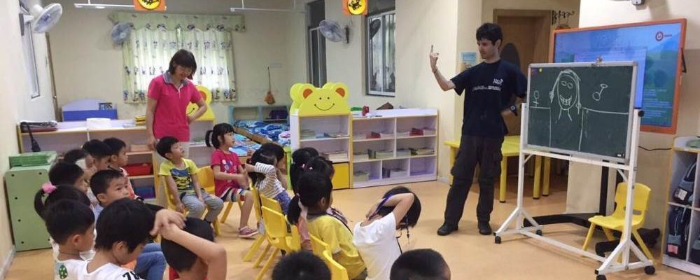 A classroom in a volunteer TEFL job.
