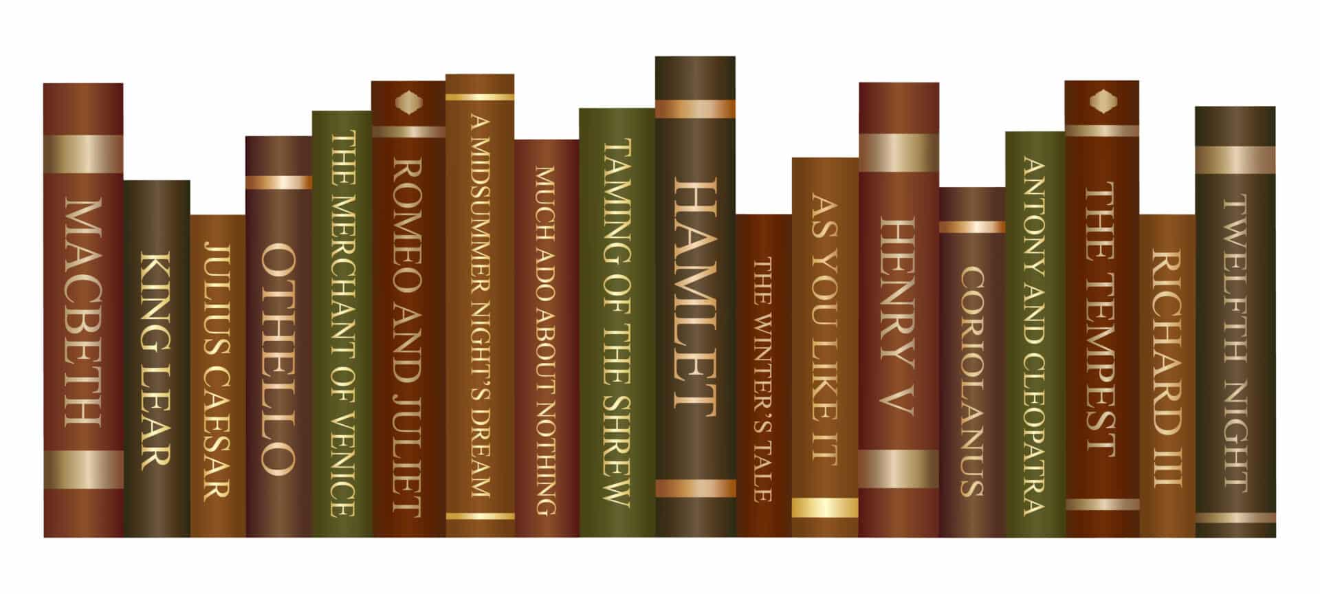 Graphic of books from authors who have shaped the history of English